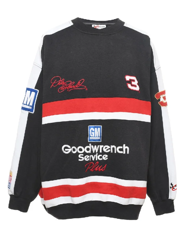 Embroidered Black, Red & White Chase Authentics Sweatshirt - XXL Hoodie with Toggle Buttons Decorative Unique