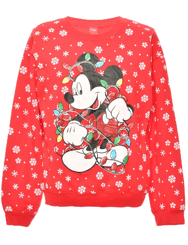 Festive Season Disney Mickey Mouse Christmas Sweatshirt - L Hoodie Sweatshirt Pullover