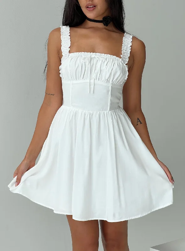 Keltie Mini Dress White Fashionable Off-Shoulder Mini Dress