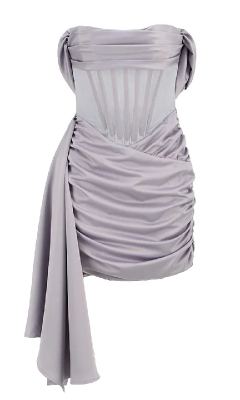 Live In The Moment Lavender Velvet Sheer Mesh Bustier Draped Cap Sleeve Scoop Neck Ruched Bodycon Mini Dress Elegant Vintage Mini Dress