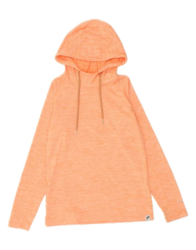 TRESPASS Womens Hooded Top Long Sleeve UK 6 XS Orange Flecked Polyester Hoodie with Hem Contrast Bold Stylish