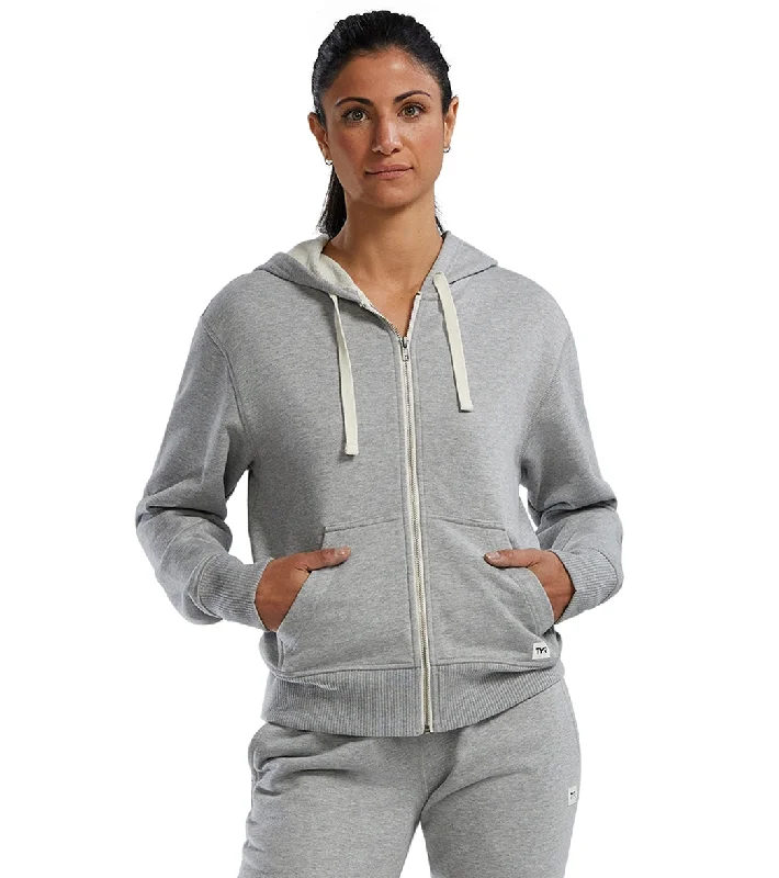 TYR Women's Ultrasoft Heavyweight Terry Full Zip Hoodie Light Heather Gray Hoodie with Toggle Buttons Decorative Unique TYR Women's Ultrasoft Heavyweight Terry Full Zip Hoodie Light Heather Gray Hoodie with Toggle Buttons Decorative Unique