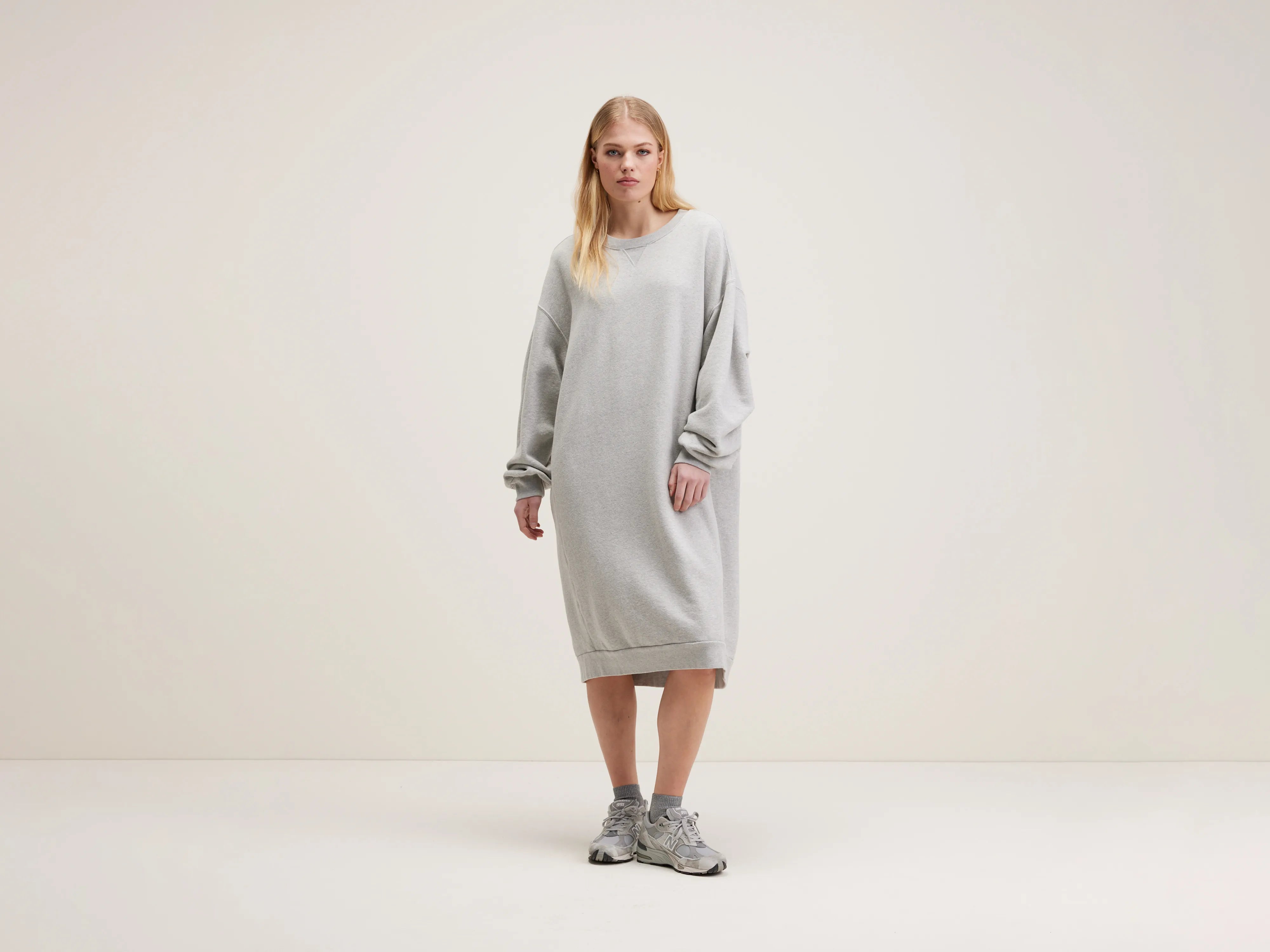 Vrizzie sweatshirt dress (242 / W / H. GREY) Hoodie with Snap Buttons Easy Quick