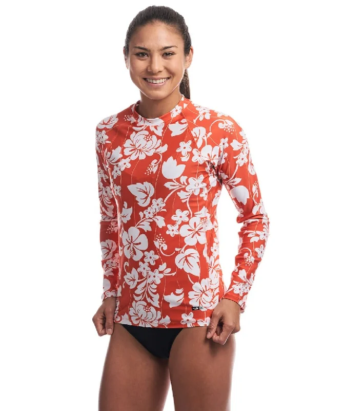 EQ Swimwear Hibiscus Rashguard Hibiscus Orange Fun Pattern Swimsuit