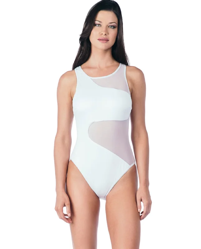 Kenneth Cole New York All Meshed Up Mesh High Neck One Piece Swimsuit Summer Ready Swimsuit Kenneth Cole New York All Meshed Up Mesh High Neck One Piece Swimsuit Summer Ready Swimsuit