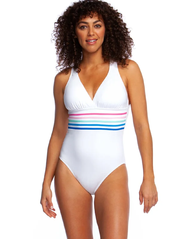 La Blanca Spectrum Cross Back One Piece Swimsuit Mesh Swimsuit Top