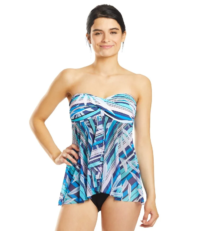 Profile by Gottex Palm Beach Fly A Way One Piece Swimsuit Blue/Multi Deep-V Swimsuit Design