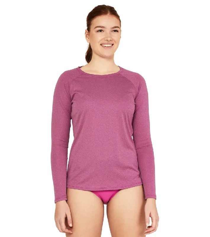 Speedo Women's Heather Long Sleeve Swim Tee Festival Fuchsia Adjustable Strap Swimsuit