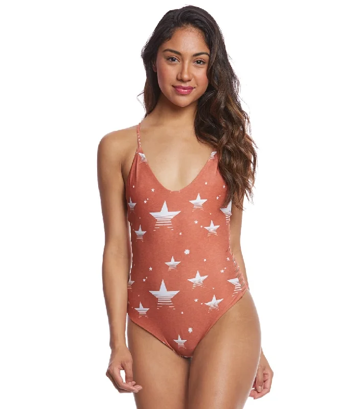 Stone Fox Swim Retro Star Hermosa One Piece Swimsuit Retro Star V-Neck Swim Dress