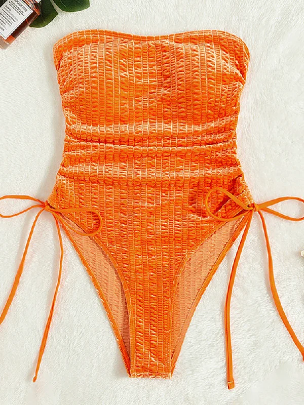 Textured Swimsuit 2022 Women Solid Bathing Suit Push Up Swimwear Women Sexy Ribbed One-Piece-Suit Monokini Swimsuit Design