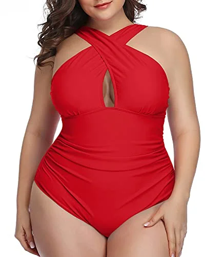 Trendy Tummy Control One Piece Swimsuits For Vacation-Red Classic One-Piece