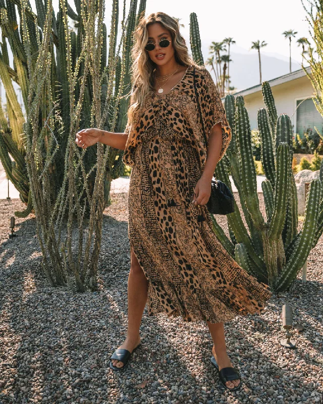 Boujee Bengal Kimono Slit Maxi Dress - FINAL SALE Fashionable Off-Shoulder Maxi Dress