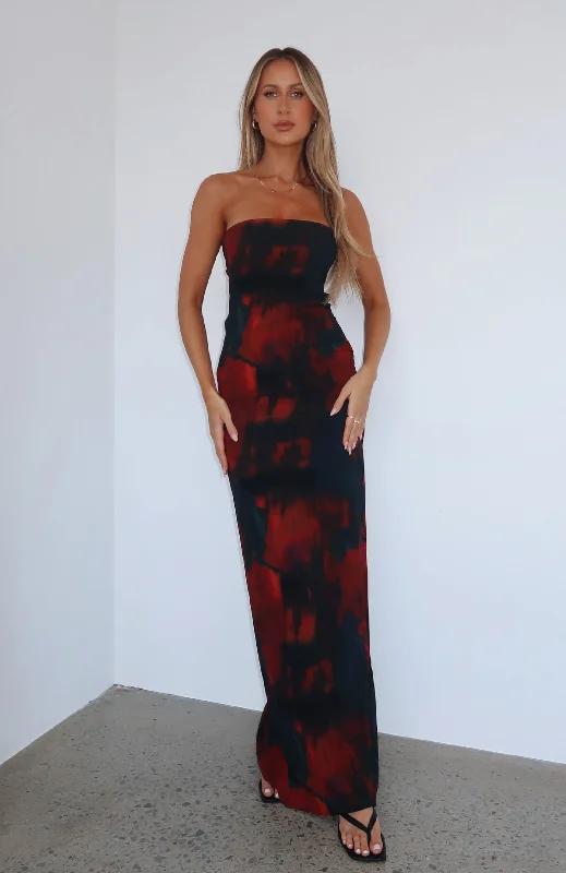 Leave You Alone Maxi Dress Deep Merlot Trendy V-Neck Maxi Dress