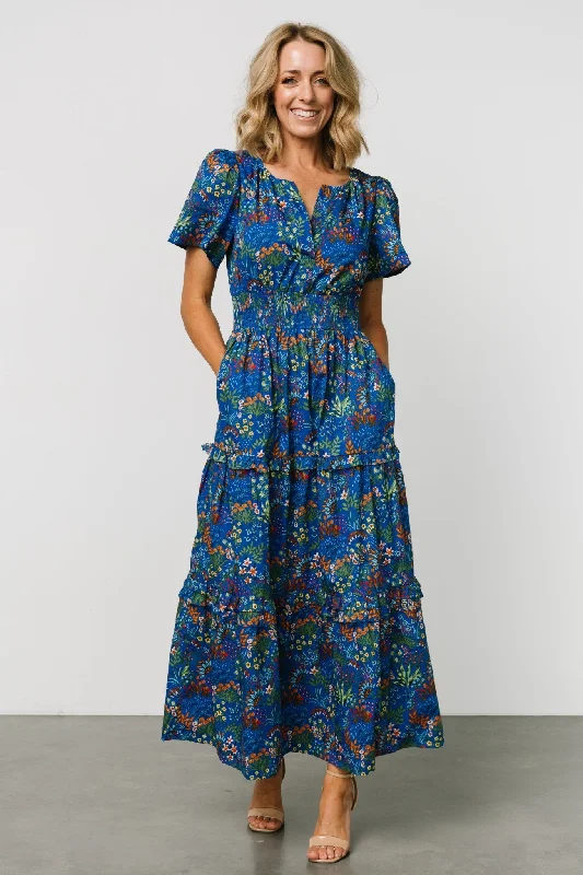 Palmer Tiered Maxi Dress | Cobalt Multi Comfortable Flowy Maxi Dress