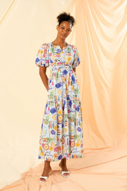 Roma Shirred Waist Maxi Dress Stylish A-Line Maxi Dress