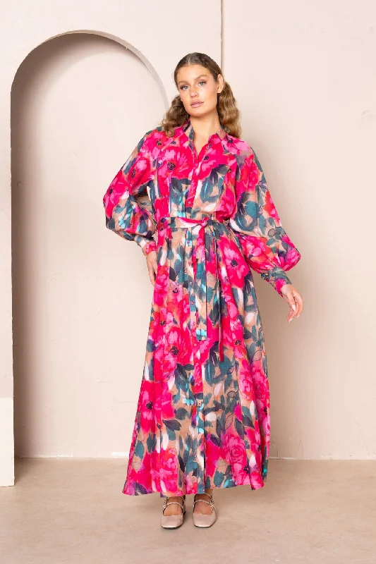 Wanda Raglan Maxi Dress Comfortable Satin Maxi Dress