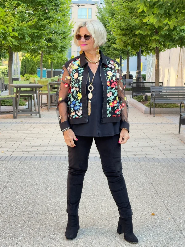 AFTERNOON AT THE GARDEN LACE BLACK JACKET Embroidered Jacket Appliqued Jacket Beaded Jacket AFTERNOON AT THE GARDEN LACE BLACK JACKET Embroidered Jacket Appliqued Jacket Beaded Jacket