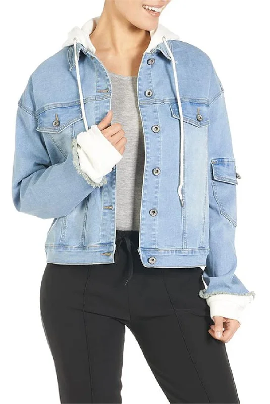 Coco + Carmen OMG XX-Large Light Denim and White Convertible Jacket Front Pockets Side Pockets Patch Pockets Coco + Carmen OMG XX-Large Light Denim and White Convertible Jacket Front Pockets Side Pockets Patch Pockets