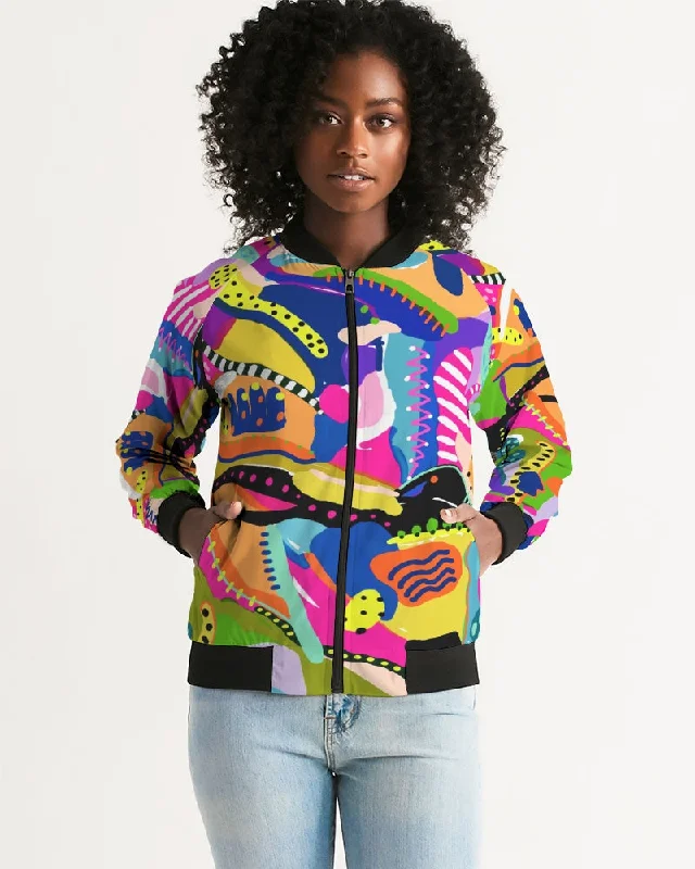 JOYFUL NOISE Women's Bomber Jacket Fleece Fabric Down Fabric Feather Fabric