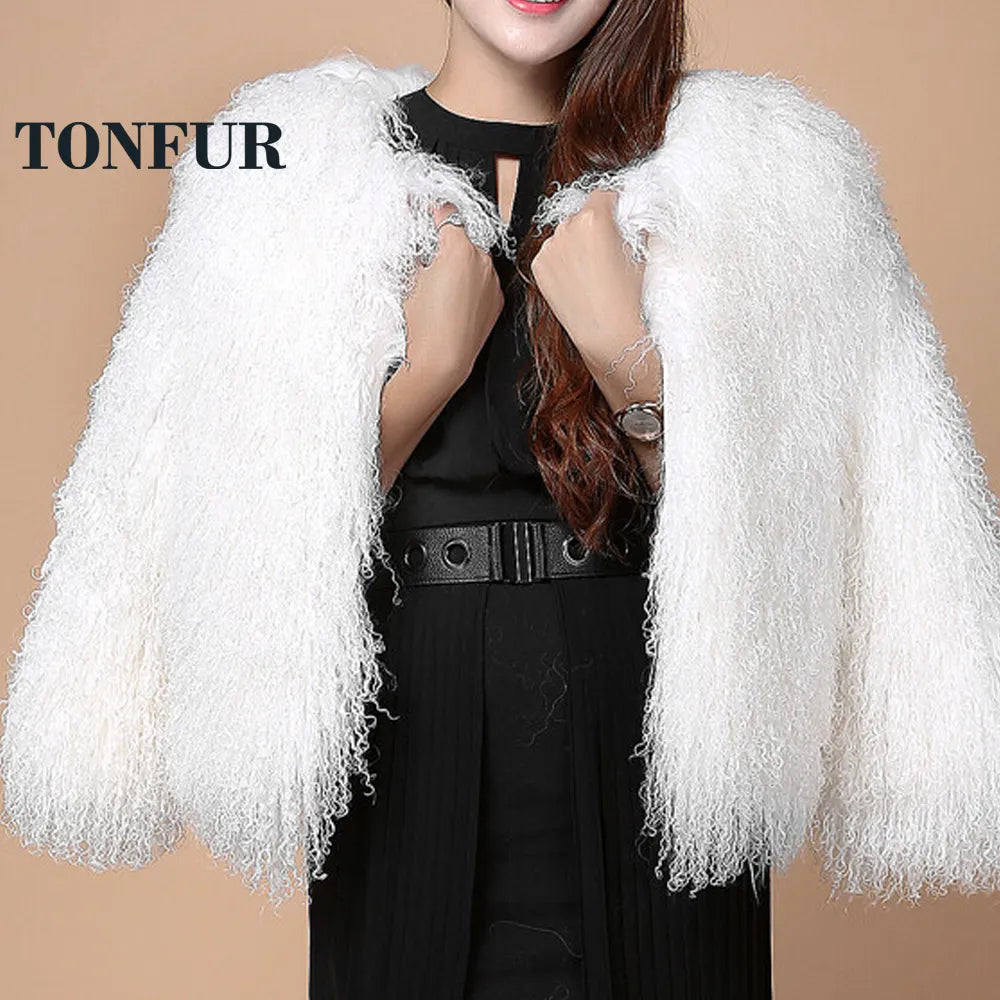 New 100% True Mongolia Sheep Fur Coat Real Tan Sheep Fur Jacket Thick Quilted Jacket Puffer Jacket Insulated Jacket