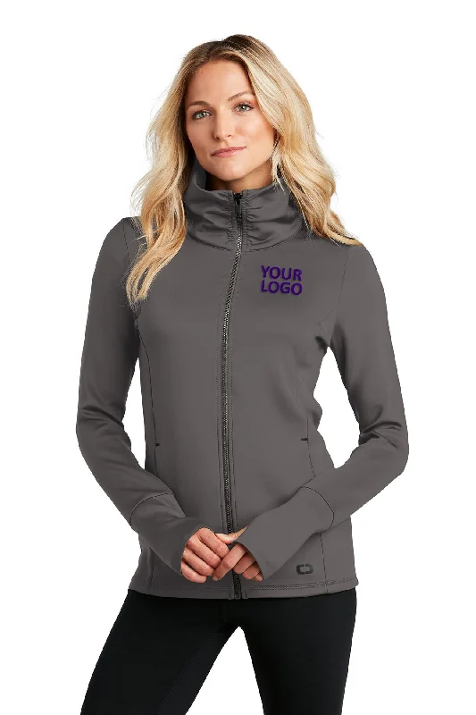 OGIO ENDURANCE Ladies Modern Performance Branded Jackets, Tarmac Grey Knit Fabric Woven Fabric Fleece Fabric