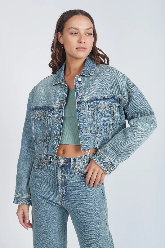 Sandi Denim Jacket - Canyon Sky Worn Dirt Jacket Blazer Coat