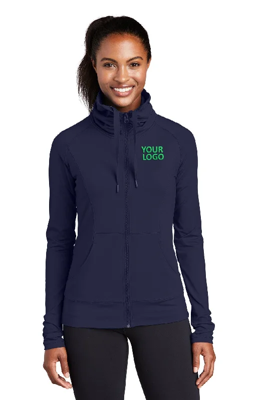 Sport-Tek Ladies Sport-Wick Stretch Customized Full-Zip Jackets, True Navy Satin Jacket Silk Jacket Chiffon Jacket