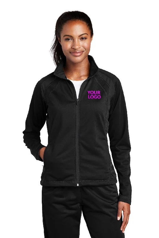 Sport-Tek Ladies Tricot Track Branded Jackets, Black/Black Mesh Jacket Canvas Jacket Denim Jacket Sport-Tek Ladies Tricot Track Branded Jackets, Black/Black Mesh Jacket Canvas Jacket Denim Jacket