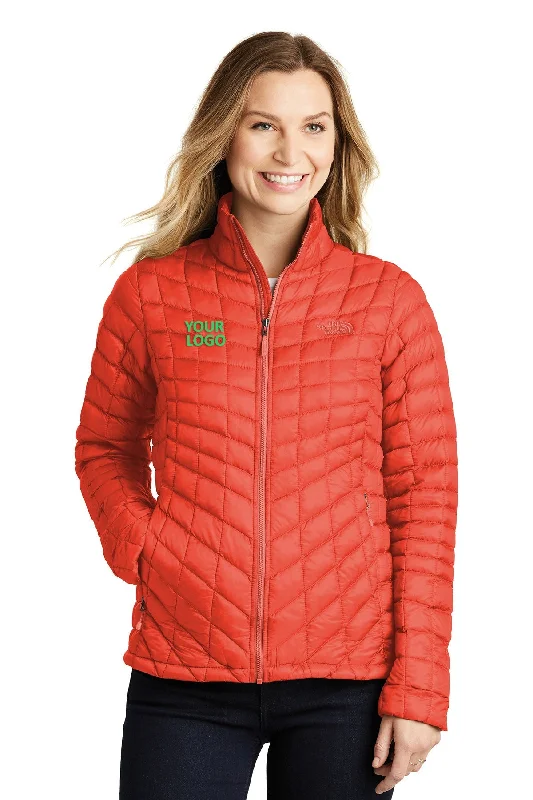 The North Face Ladies ThermoBall Trekker Jacket Fire Brick Red Tiered Jacket Buttoned Jacket Zippered Jacket