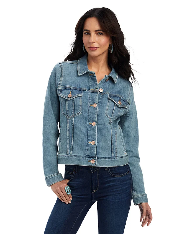 Women's Denim Jacket Striped Jacket Polka Dot Jacket Floral Jacket