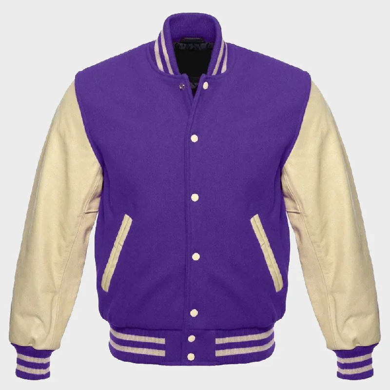 Womens Purple Varsity Jacket Bomber Jacket Anorak Windbreaker