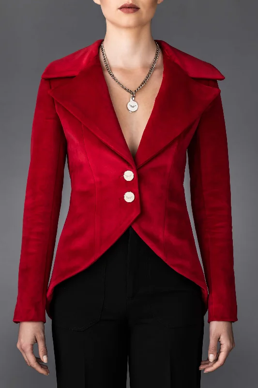 Women's Red Jacket Erin Toggled Jacket Drawstring Jacket Belted Jacket