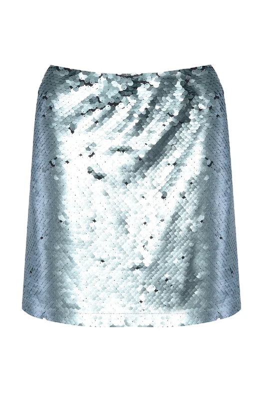 Glamorous Mint Matte Sequin Mini Skirt zip skirt side