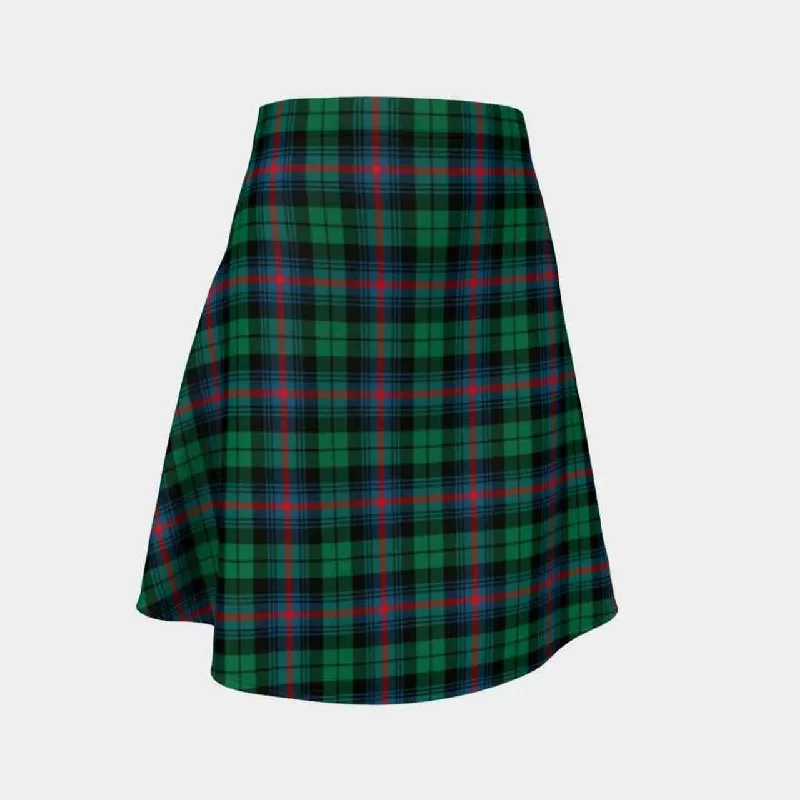 Urquhart Broad Red Ancient Tartan Flared Skirt silk skirt sleek