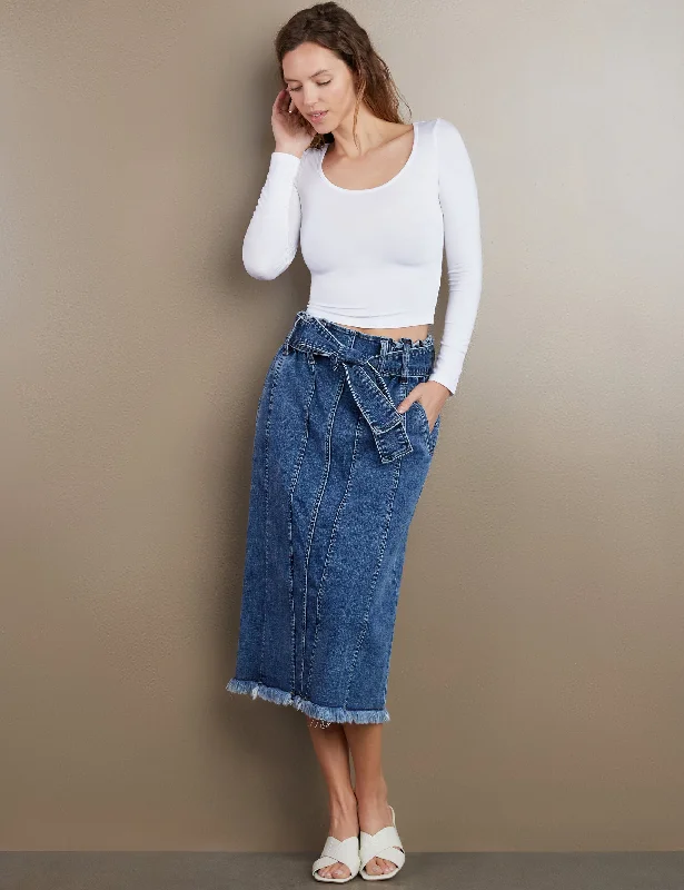 Tie Front Denim Skirt satin skirt smooth