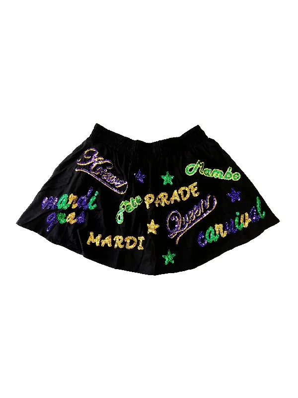 Youth Mardi Gras Explosion Skort - Black casual skirt length