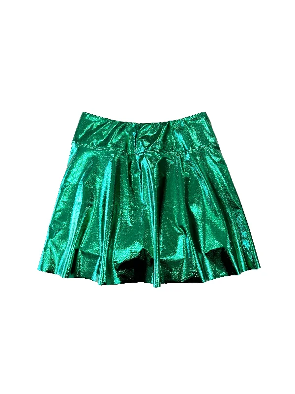 Youth Metallic Skort - Green wool skirt warm